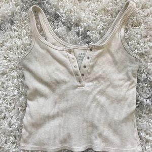 Light yellow waffle crop top from Brandy Melville